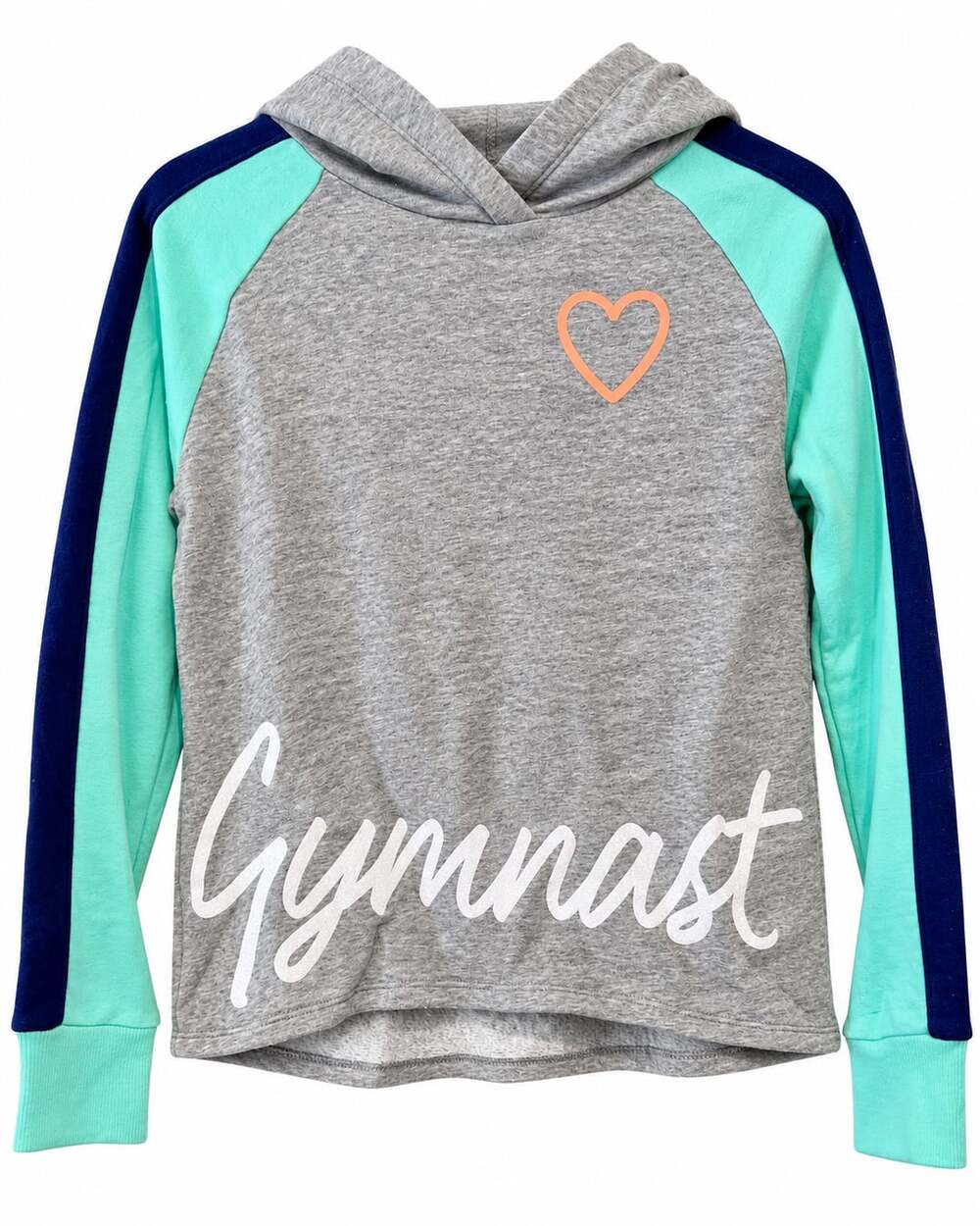 Justice Active Girls Gymnast Hoodie Size 10 Gray Mint Navy Glitter